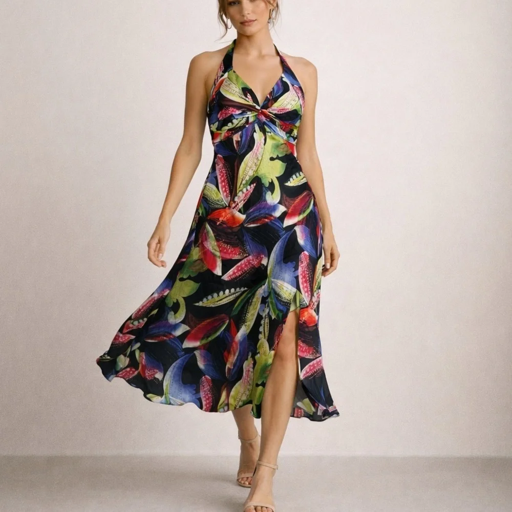 cache dresses 2000s Cache Vintage Y2k 2000's Floral Long Dress Gown Prom Homecoming Wedding Guest Dress | Size 6